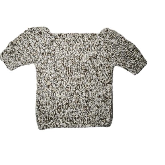 Vintage 80s Chunky Knit Puff 3/4 Sleeve Sweater Crewneck Pullover Small Retro - Picture 7 of 9